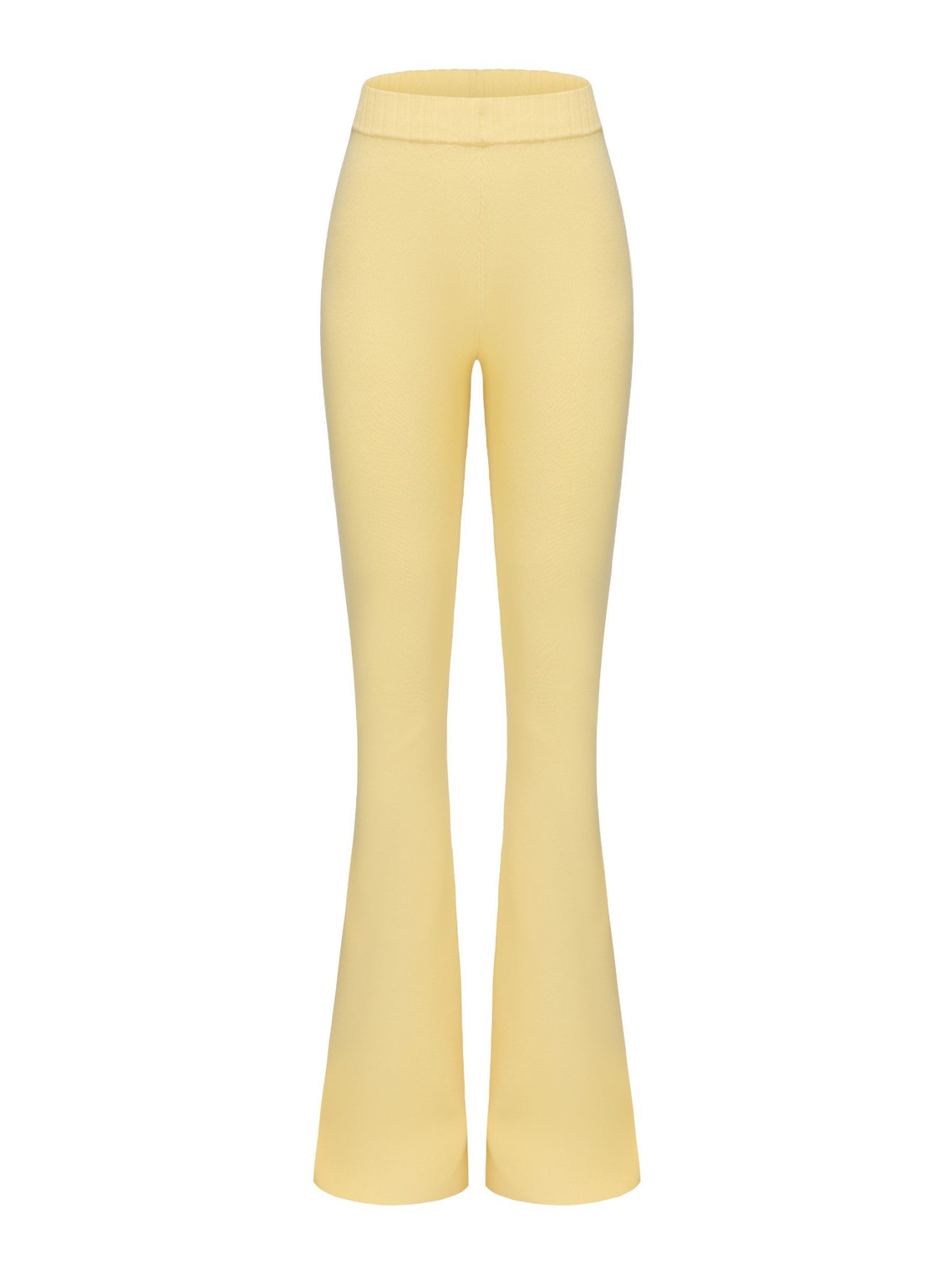 Nana Jacqueline Holly Pants: Yellow Knit Pants for Resort Brunch Yellow