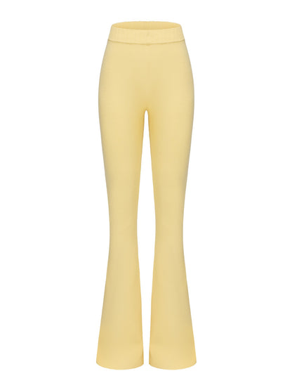 Nana Jacqueline Holly Pants: Yellow Knit Pants for Resort Brunch Yellow