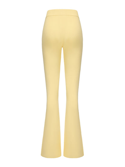 Nana Jacqueline Holly Pants: Yellow Knit Pants for Resort Brunch Yellow