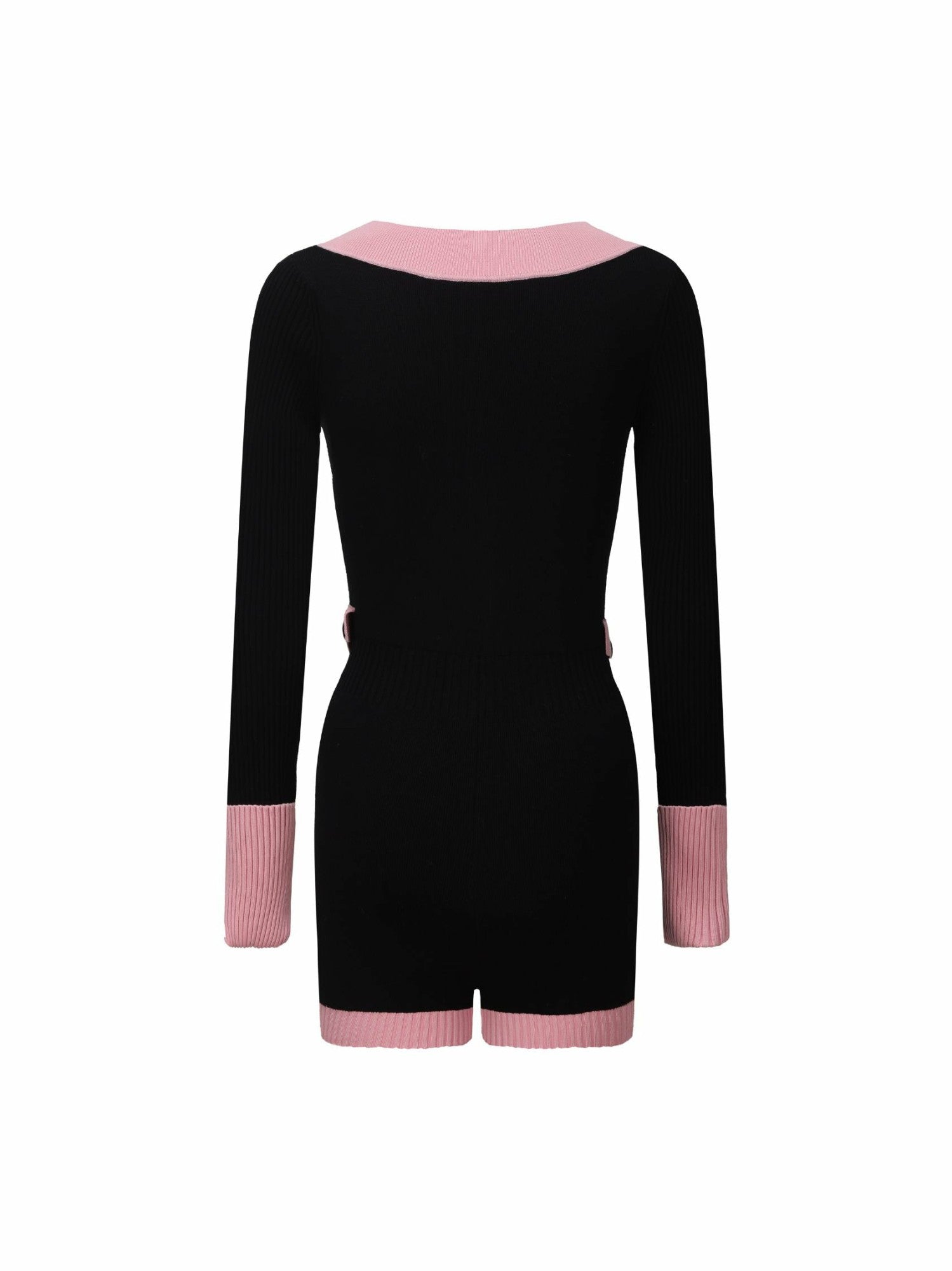 Nana Jacqueline Matilda Knit Jumpsuit: Black Knit Jumpsuit for Girls' Night Out Black & Pink