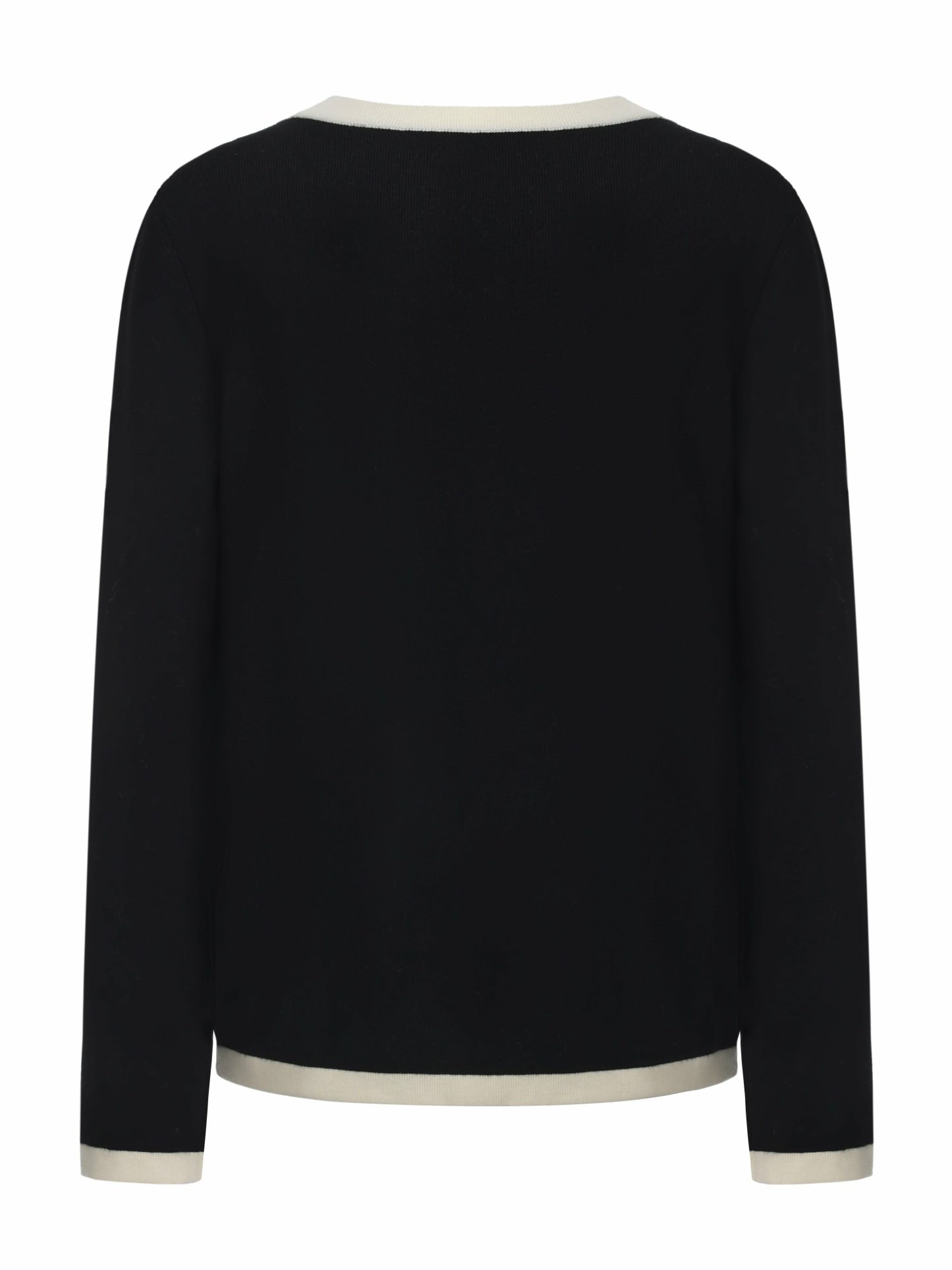 Nana Jacqueline Yvette Contrast Knit Black Cardigan: Black Cardigan for Weekend Brunch Black