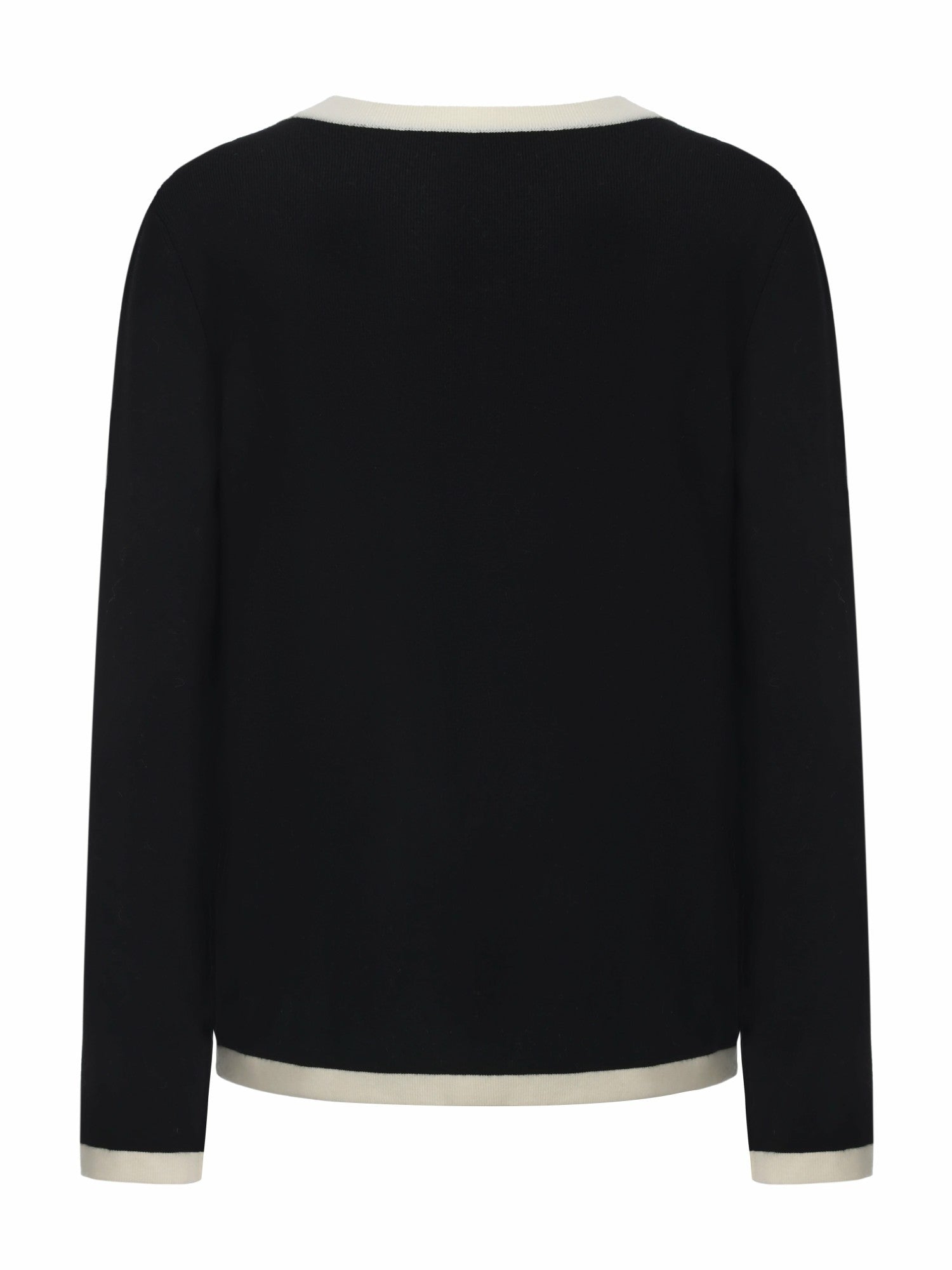 Nana Jacqueline Yvette Contrast Knit Black Cardigan: Black Cardigan for Weekend Brunch Black