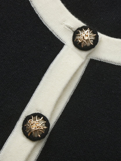 Nana Jacqueline Yvette Contrast Knit Black Cardigan: Black Cardigan for Weekend Brunch Black