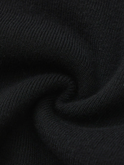 Nana Jacqueline Yvette Contrast Knit Black Cardigan: Black Cardigan for Weekend Brunch Black