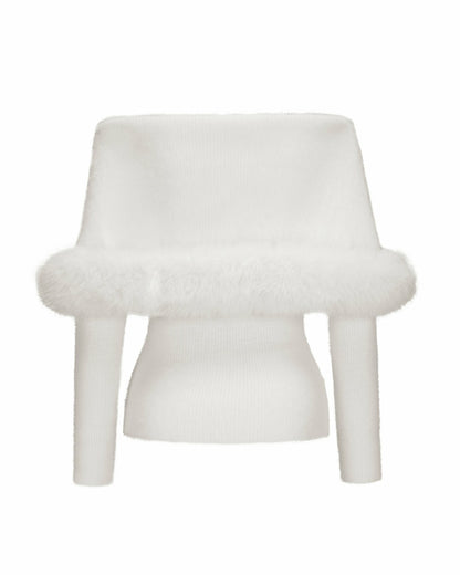 Nana Jacqueline Anika Knit Top: White Knit Top for Resort Brunch White