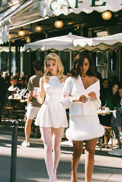 Nana Jacqueline Anika Mini Skirt: White Mini Skirt for Holiday Party White
