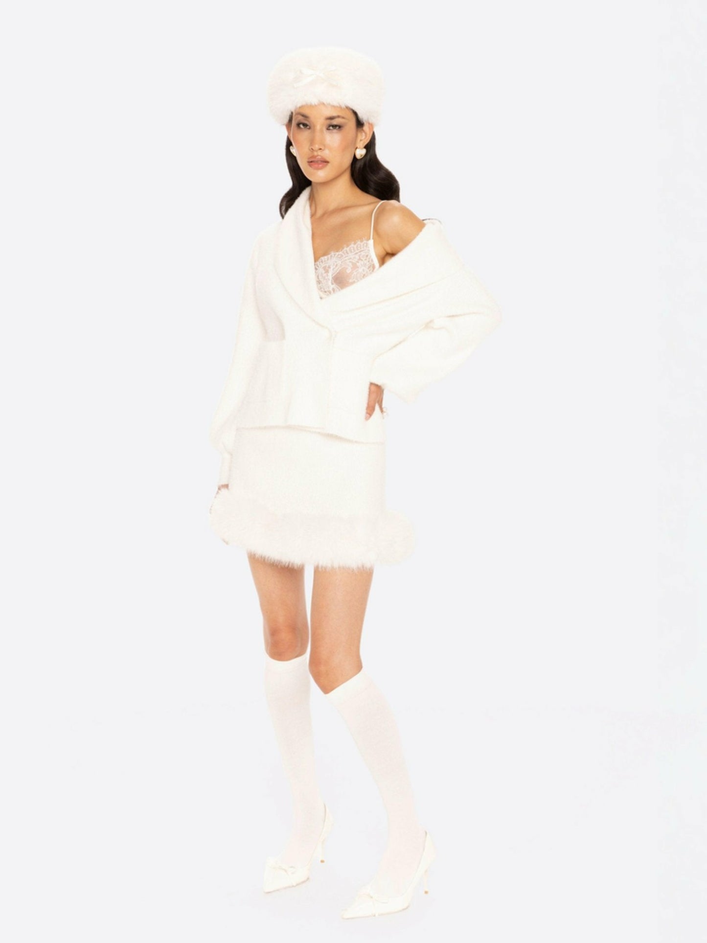 Nana Jacqueline Anika Mini Skirt: White Mini Skirt for Holiday Party White