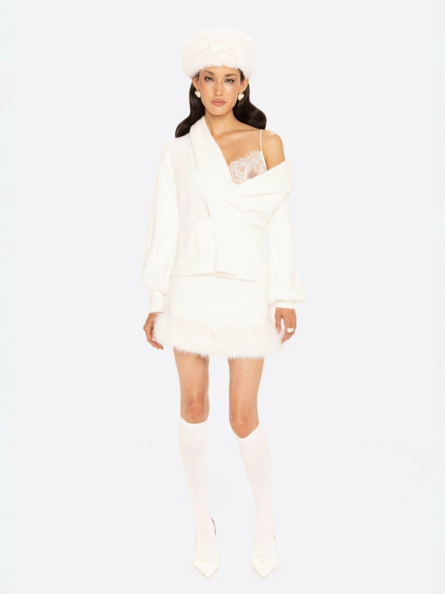 Nana Jacqueline Anika Mini Skirt: White Mini Skirt for Holiday Party White