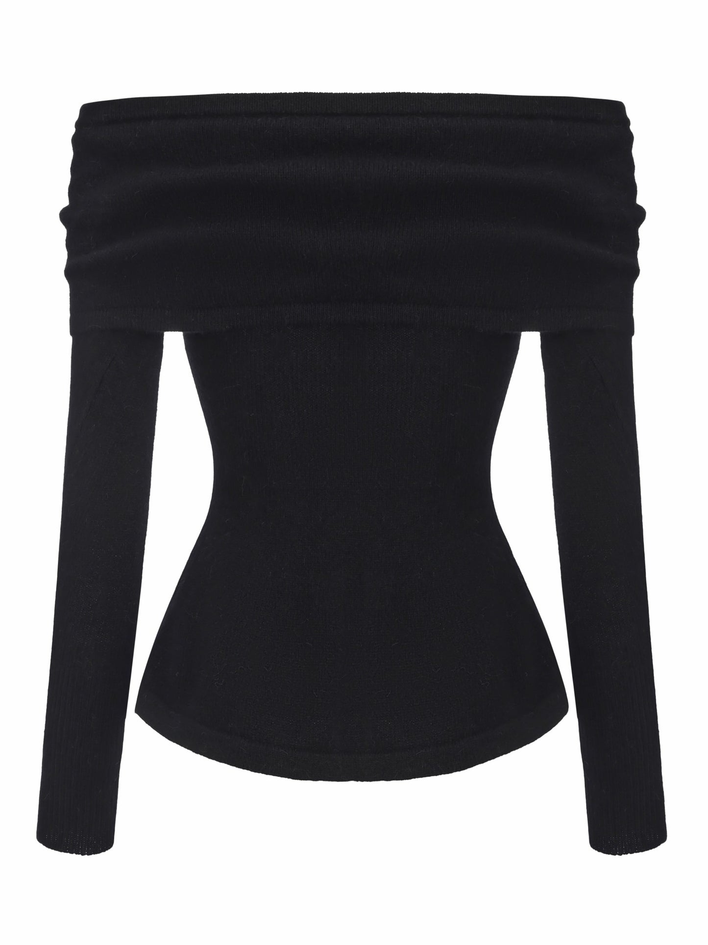 Nana Jacqueline Brigitte Off-Shoulder Knit Black Top: Black Knit Top for Date Night Black