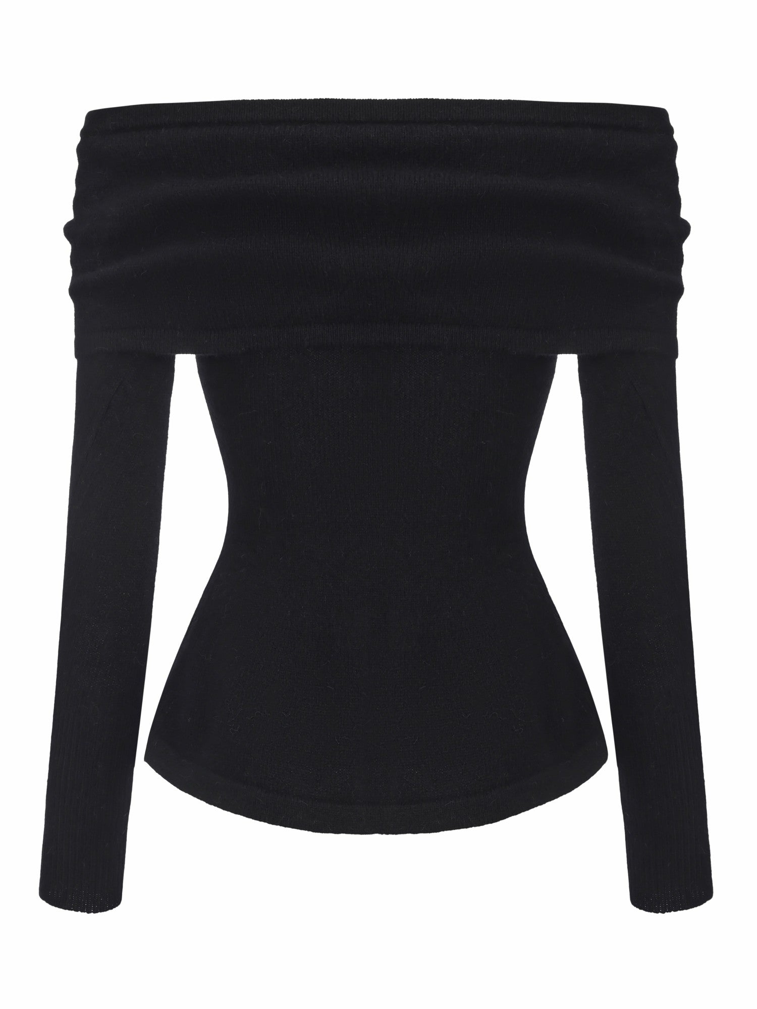 Nana Jacqueline Brigitte Off-Shoulder Knit Black Top: Black Knit Top for Date Night Black