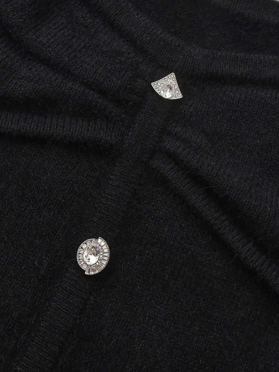 Nana Jacqueline Brigitte Off-Shoulder Knit Black Top: Black Knit Top for Date Night Black