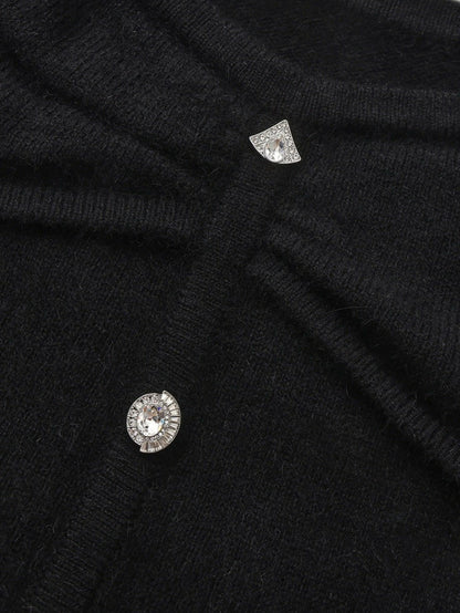 Nana Jacqueline Brigitte Off-Shoulder Knit Black Top: Black Knit Top for Date Night Black