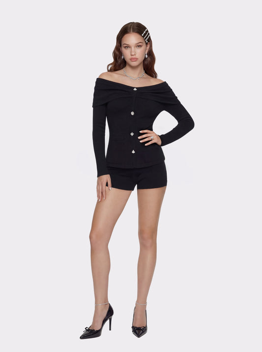 Nana Jacqueline Brigitte Brushed Knit Black Lounge Shorts Black