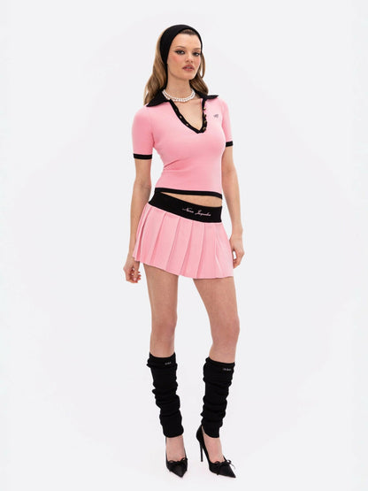 Nana Jacqueline Hazel Polo Top: Pink Polo Top for Country Club Brunch Pink