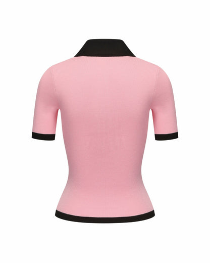 Nana Jacqueline Hazel Polo Top: Pink Polo Top for Country Club Brunch Pink