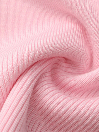 Nana Jacqueline Pink Contrast-Trim Knit Vest with Pearl Buttons Pink