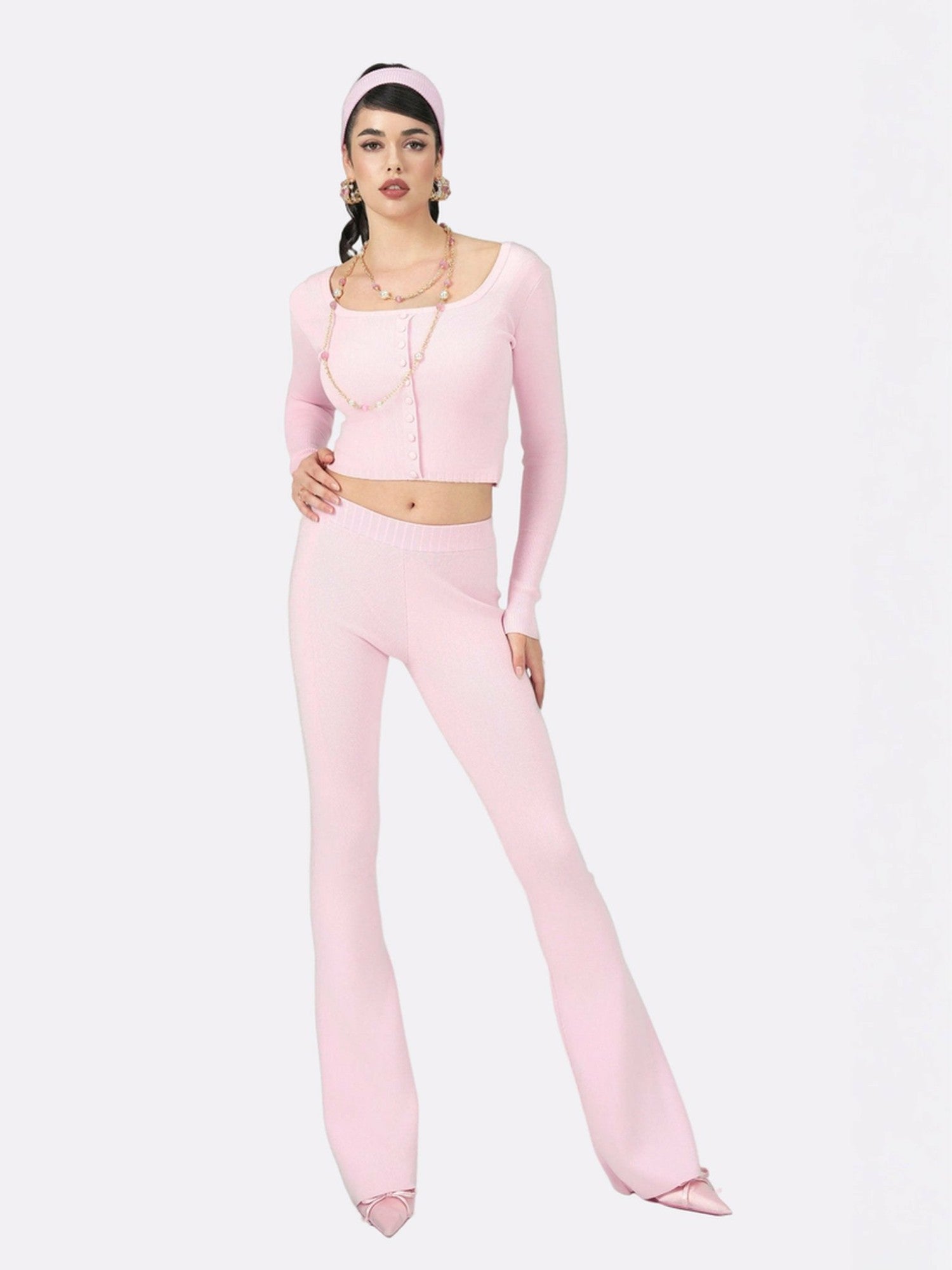 Nana Jacqueline Holly Pants: Pink Knit Pants for Resort Brunch Pink