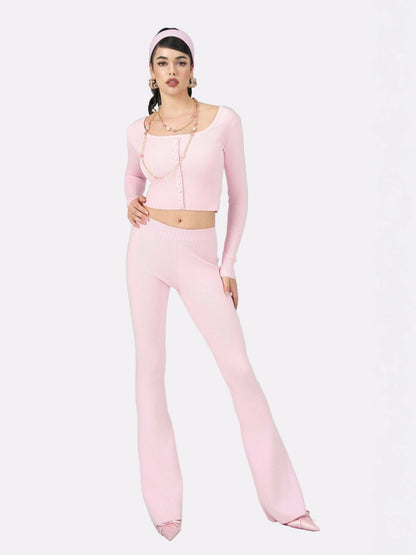 Nana Jacqueline Holly Pants: Pink Knit Pants for Resort Brunch Pink