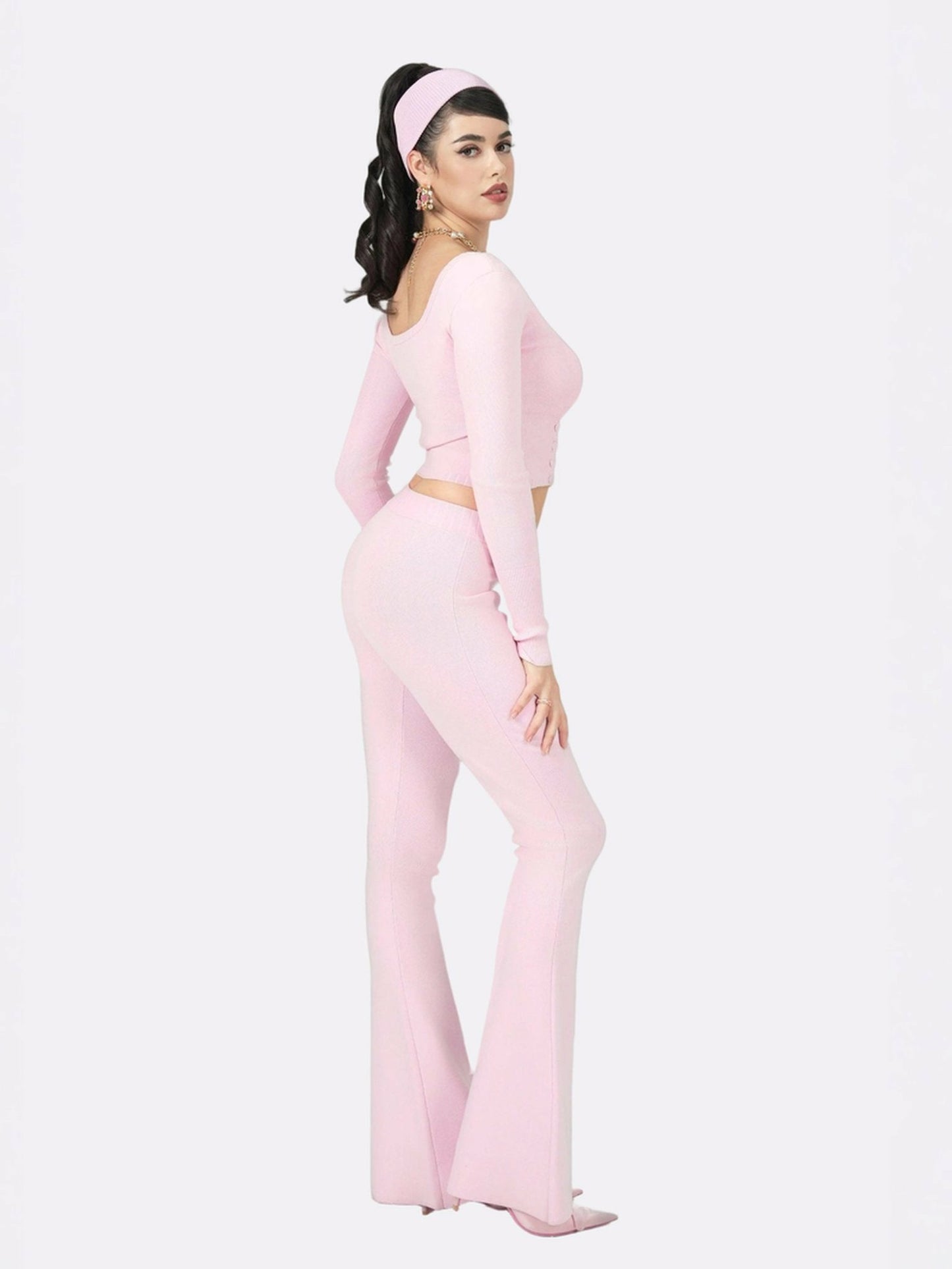 Nana Jacqueline Holly Pants: Pink Knit Pants for Resort Brunch Pink