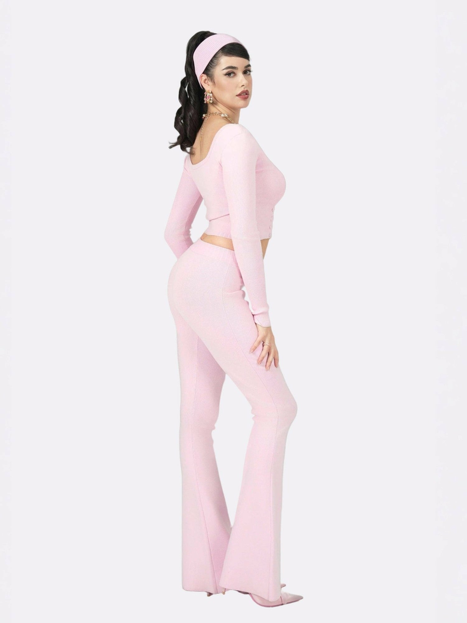 Nana Jacqueline Holly Pants: Pink Knit Pants for Resort Brunch Pink