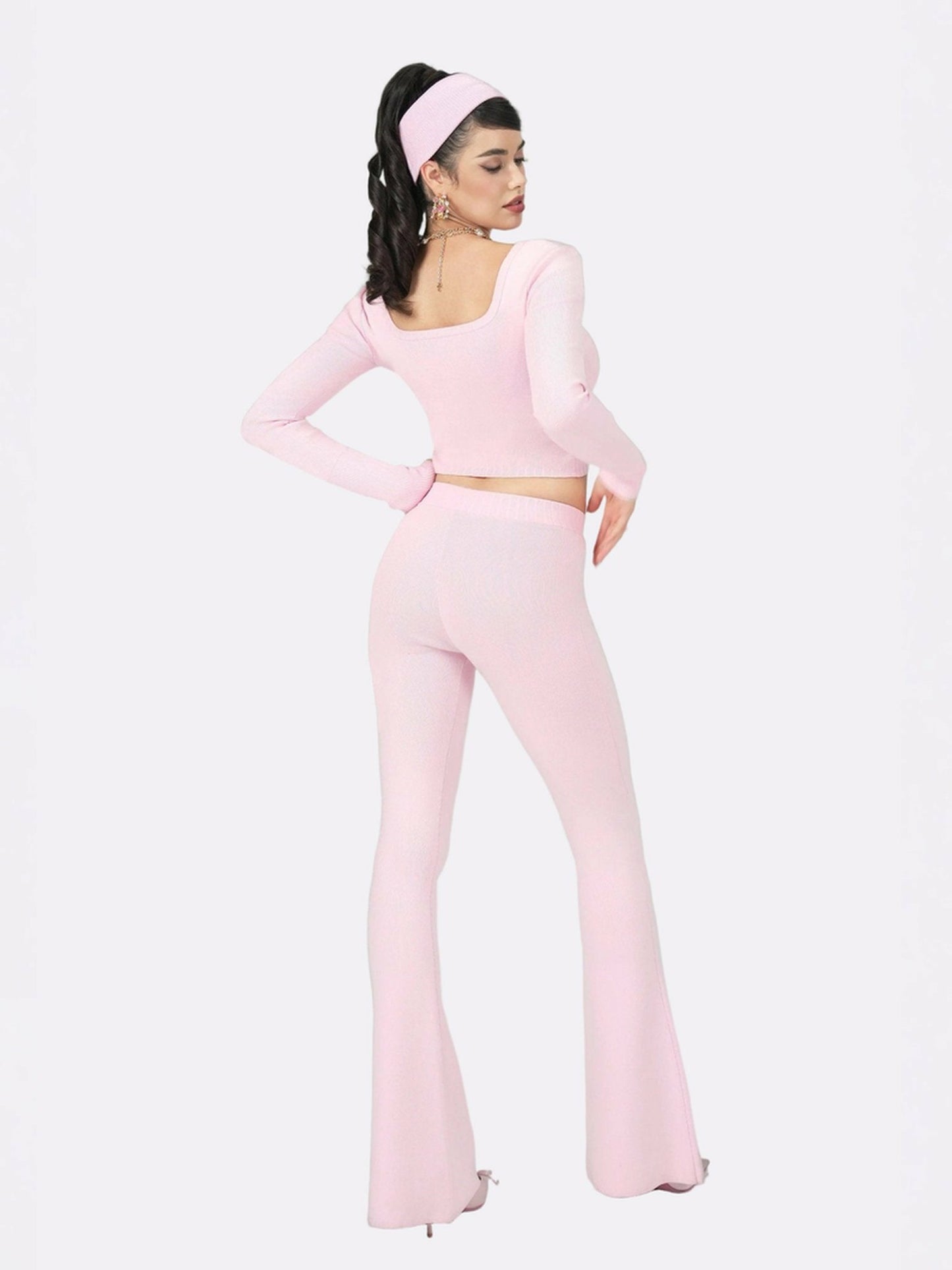 Nana Jacqueline Holly Pants: Pink Knit Pants for Resort Brunch Pink