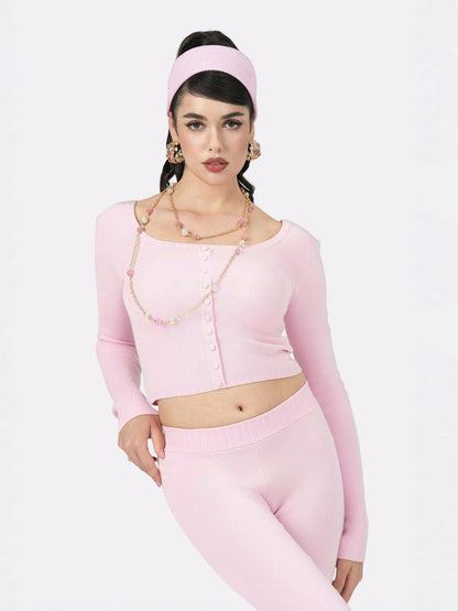 Nana Jacqueline Holly Pants: Pink Knit Pants for Resort Brunch Pink
