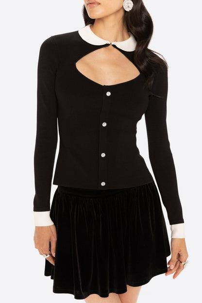 Nana Jacqueline Isabella Knit Top: Black Knit Top for Brunch Black