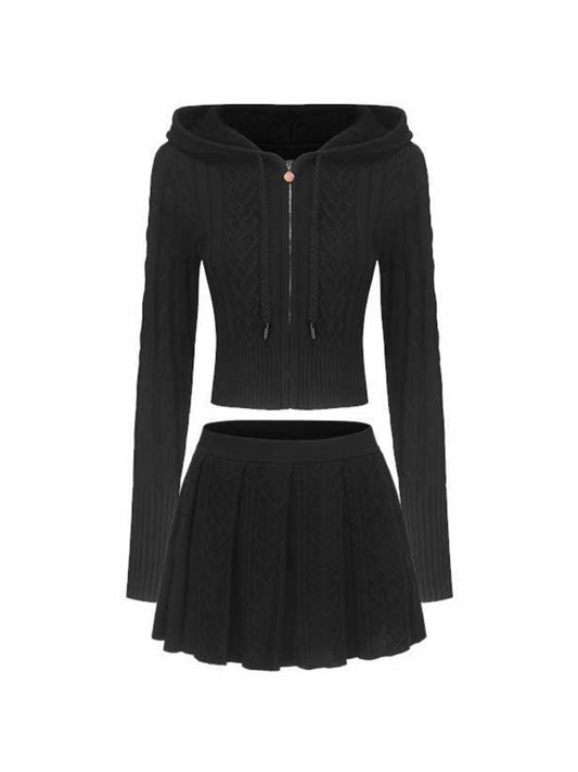 Nana Jacqueline Jailina Knit Set: Black Knit Set for Brunch Black