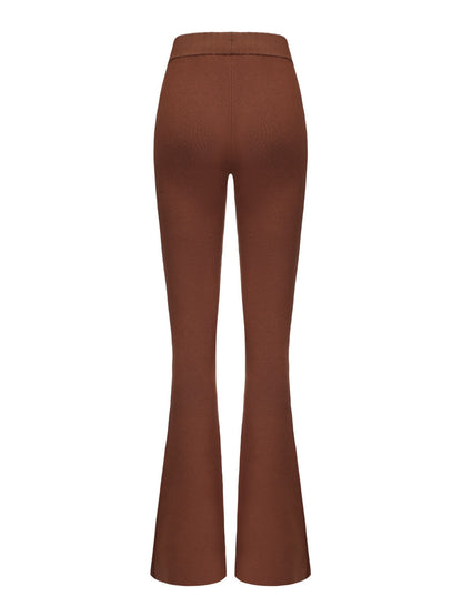 Nana Jacqueline Holly Pants: Brown Knit Pants for Resort Brunch Brown