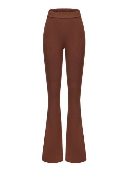 Nana Jacqueline Holly Pants: Brown Knit Pants for Resort Brunch Brown