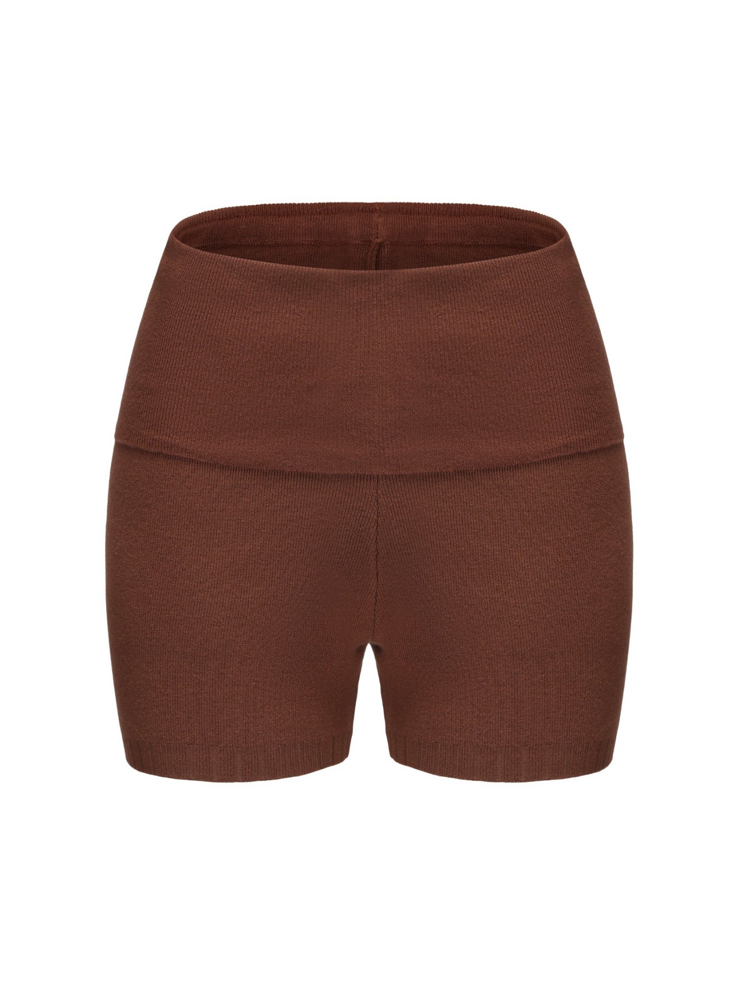 Nana Jacqueline Holly Shorts: Brown Knit Shorts for Resort Outfit Brown