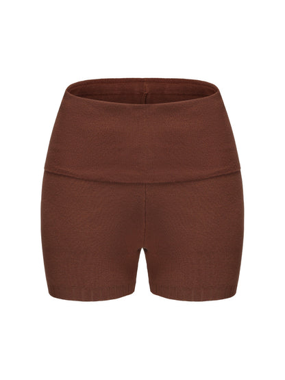 Nana Jacqueline Holly Shorts: Brown Knit Shorts for Resort Outfit Brown