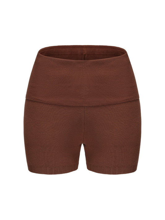 Nana Jacqueline Holly Shorts: Brown Knit Shorts for Resort Outfit Brown