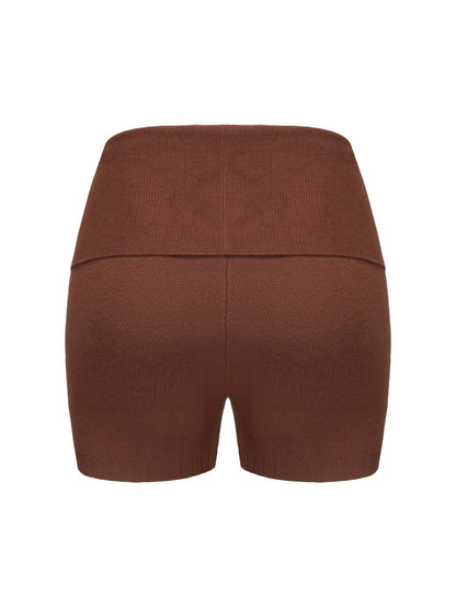 Nana Jacqueline Holly Shorts: Brown Knit Shorts for Resort Outfit Brown