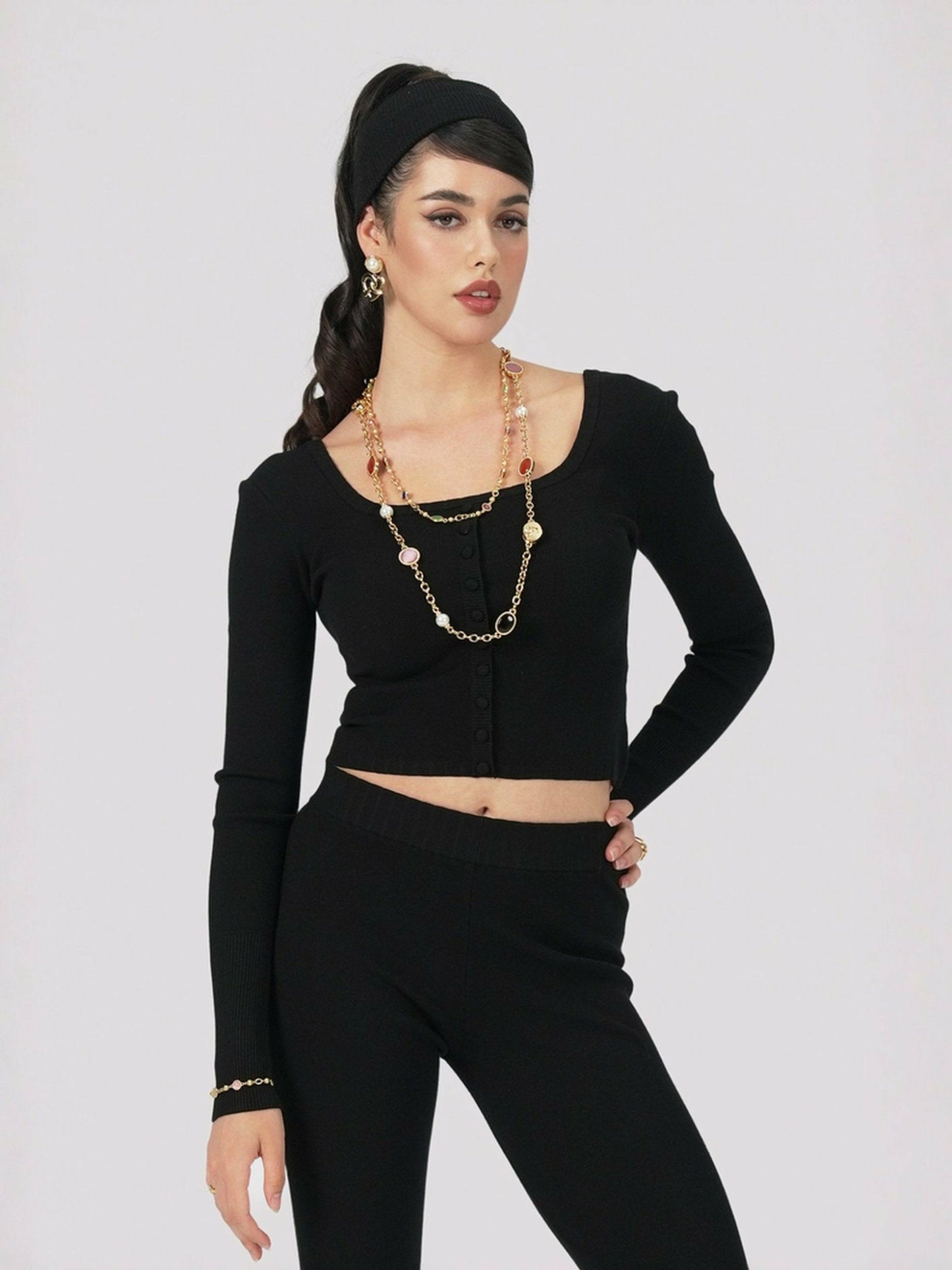 Nana Jacqueline Holly Top: Black Knit Top for Brunch Black