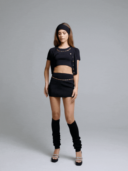 Nana Jacqueline Kennedy Knit Skirt: Black Mini Skirt for Girls' Night Out Black