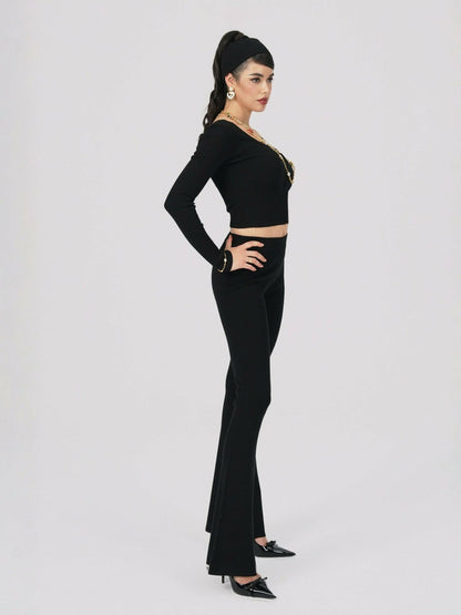 Nana Jacqueline Holly Pants: Black Knit Pants for Resort Brunch Black