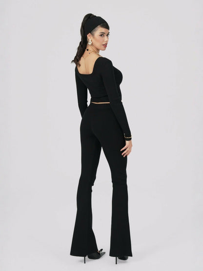 Nana Jacqueline Holly Pants: Black Knit Pants for Resort Brunch Black