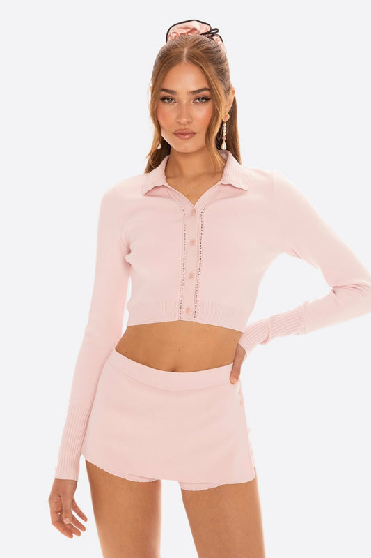 Nana Jacqueline Jenna Cardigan: Pink Knit Cardigan for Brunch Pink