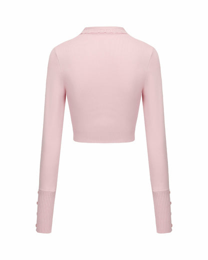 Nana Jacqueline Jenna Cardigan: Pink Knit Cardigan for Brunch Pink