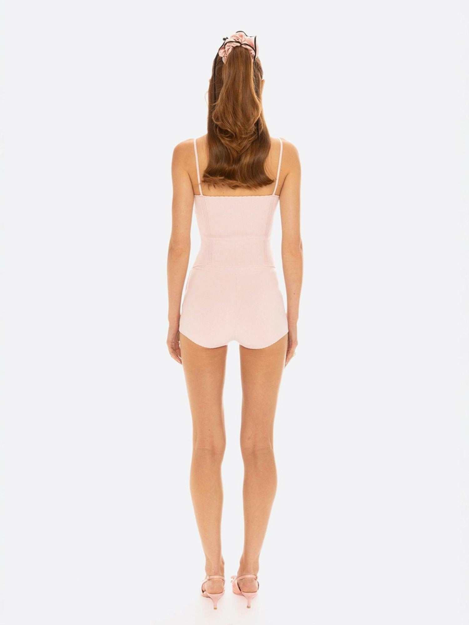 Nana Jacqueline Carrie Shorts: Pink Knit Shorts for Resort Brunch Pink