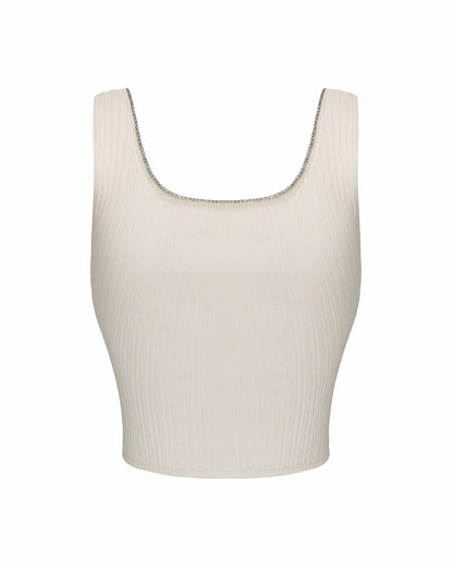 Nana Jacqueline Jenna Top: White Knit Tank Top for Country Club Brunch White