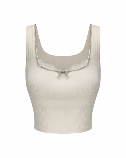 Nana Jacqueline Jenna Top: White Knit Tank Top for Country Club Brunch White
