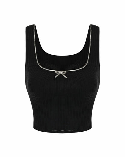 Nana Jacqueline Jenna Top: Black Knit Tank Top for Date Night Black