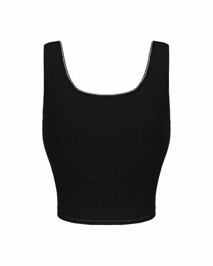 Nana Jacqueline Jenna Top: Black Knit Tank Top for Date Night Black