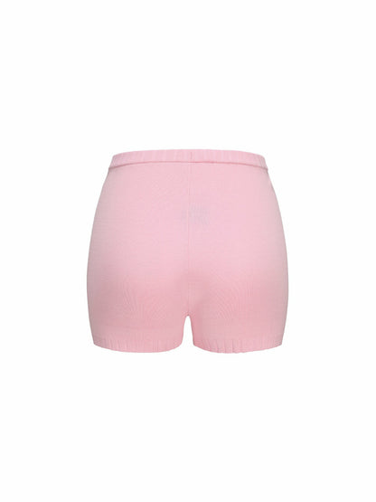 Nana Jacqueline Kennedy Knit Shorts: Pink Knit Shorts for Resort Vacation Pink