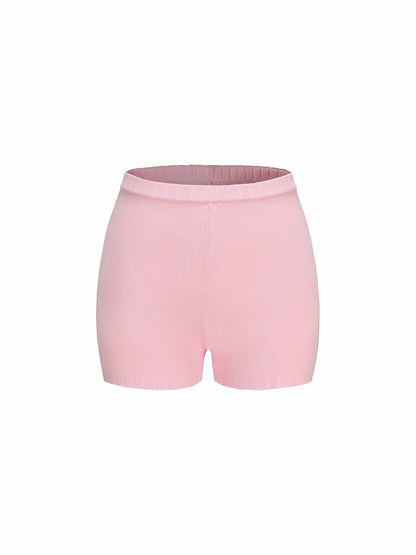 Nana Jacqueline Kennedy Knit Shorts: Pink Knit Shorts for Resort Vacation Pink