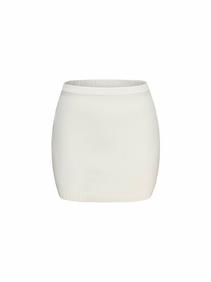 Nana Jacqueline Kennedy Knit Skirt: White Knit Skirt for Resort Brunch White