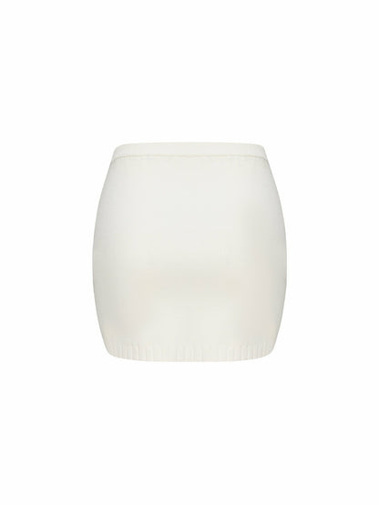 Nana Jacqueline Kennedy Knit Skirt: White Knit Skirt for Resort Brunch White