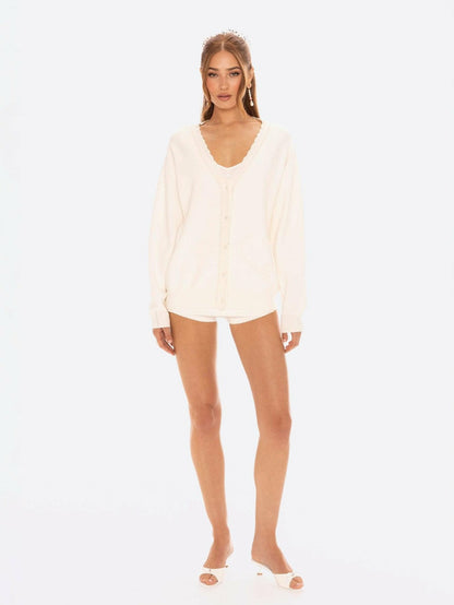 Nana Jacqueline Carrie Cardigan: White Cardigan for Brunch White